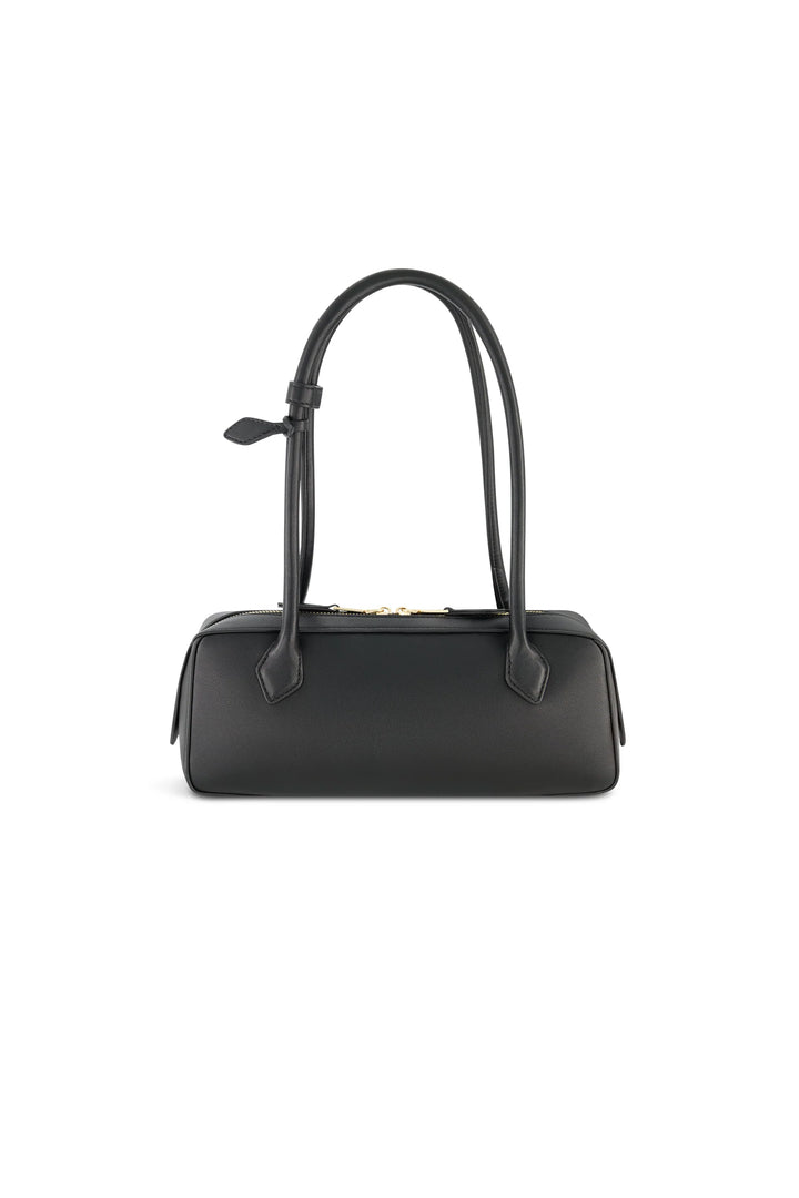 Structured Leather Slim Top Zip Shoulder Bag