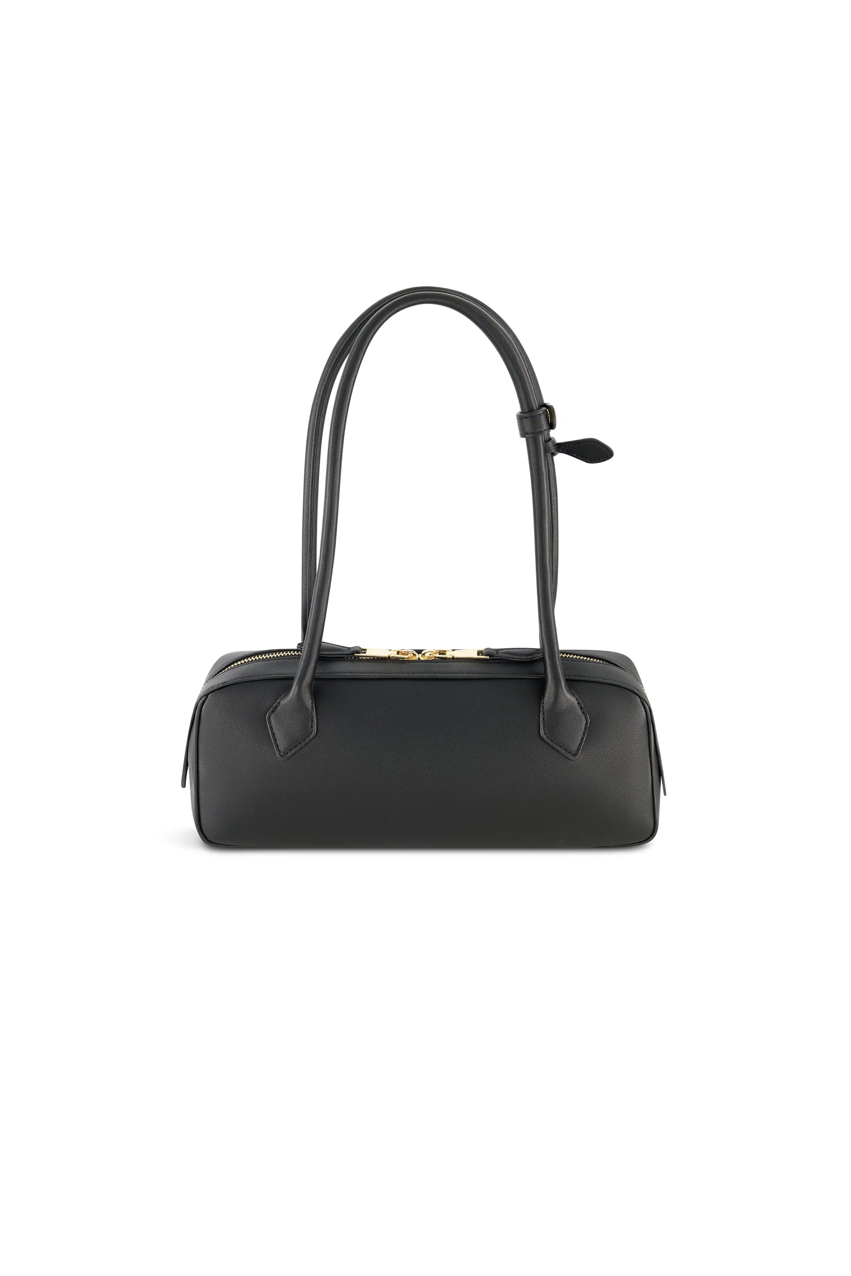Structured Leather Slim Top Zip Shoulder Bag