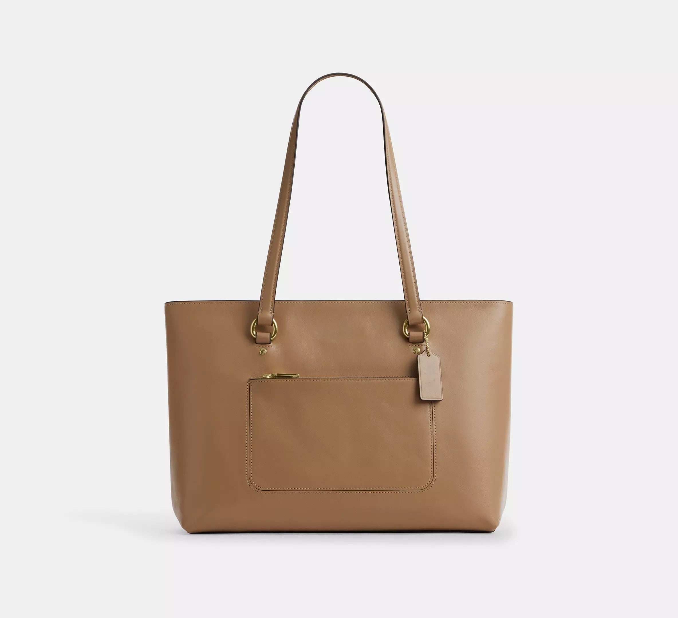 Smooth Leather Zip-Top Large Capacity Work Tote Bag