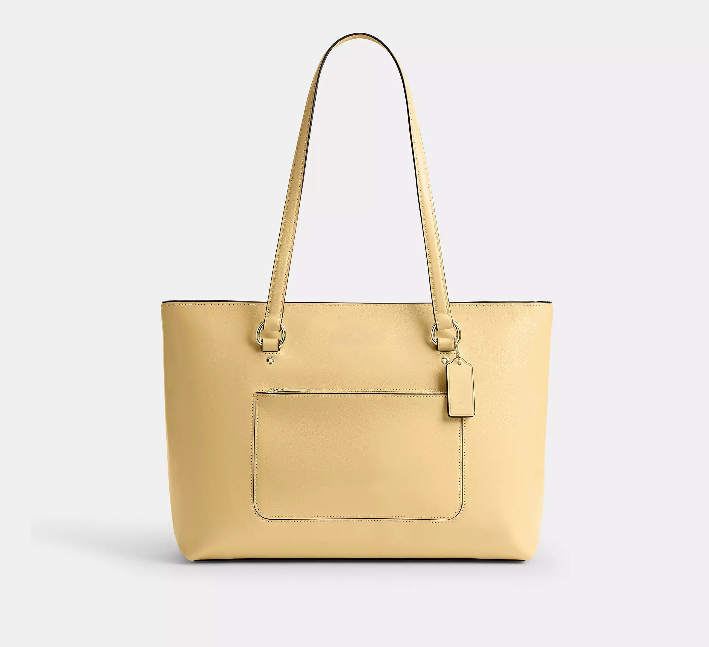 Smooth Leather Zip-Top Large Capacity Work Tote Bag