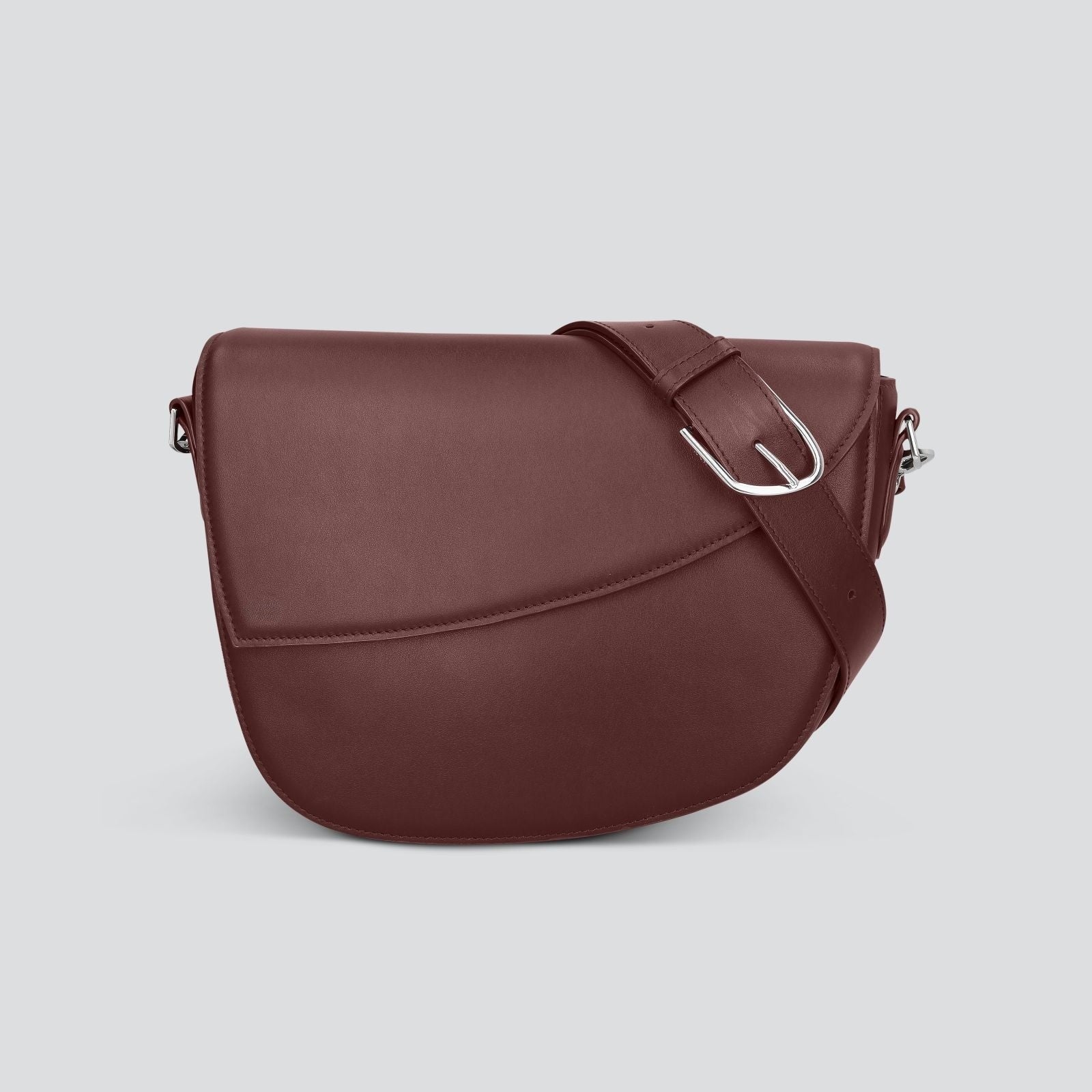 Soft Touch Curved Flap Over Saddle Crossbody Bag