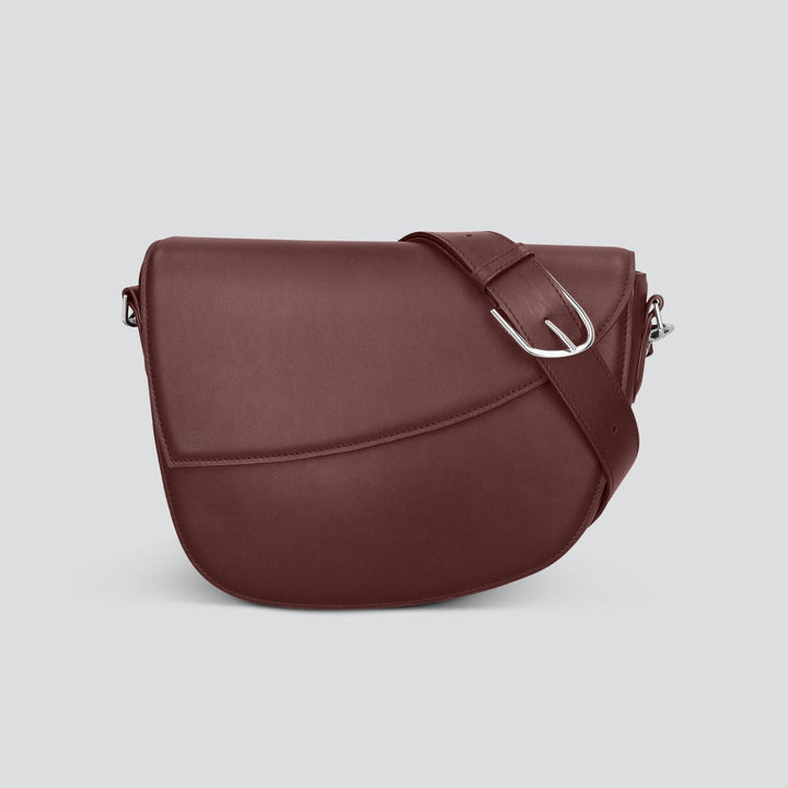 Soft Touch Curved Flap Over Saddle Crossbody Bag