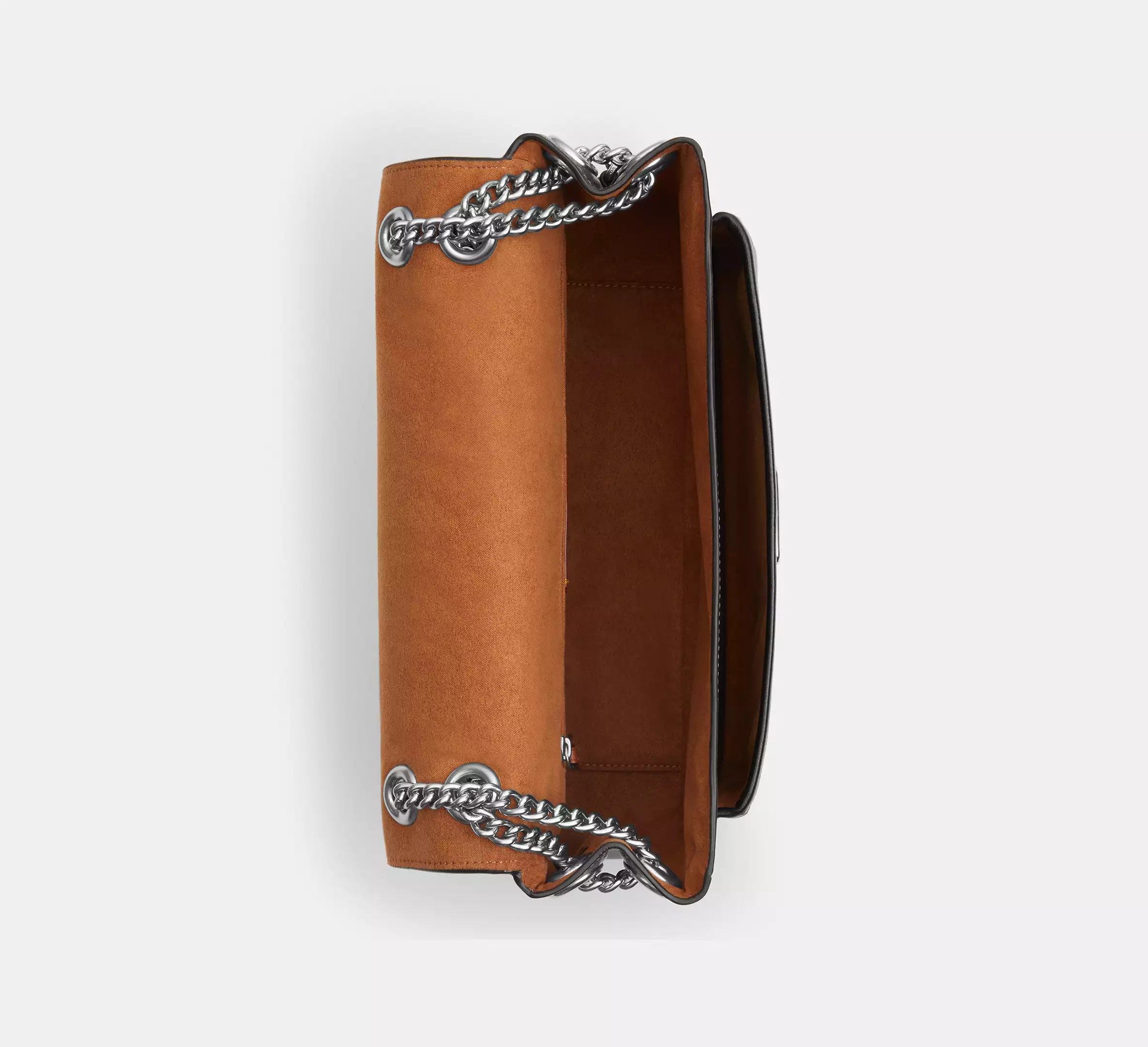 Smooth Leather Magnetic Collar Stud Flap Over Chain Crossbody Bag