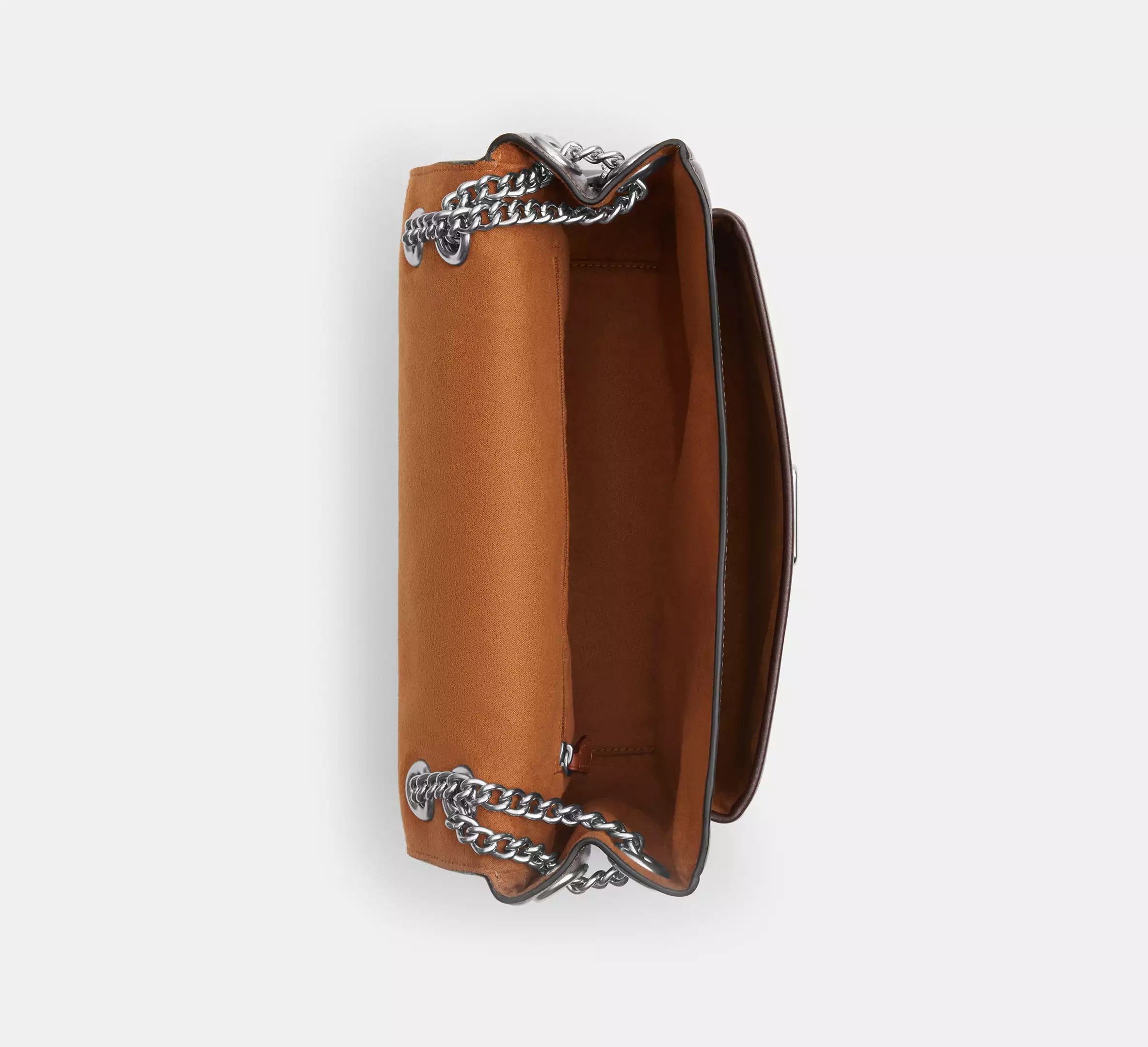 Smooth Leather Magnetic Collar Stud Flap Over Chain Crossbody Bag