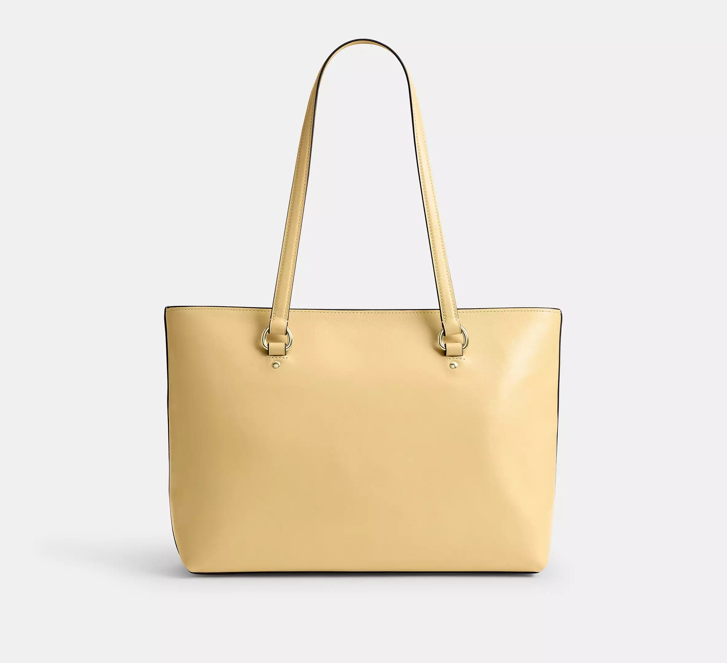 Smooth Leather Zip-Top Large Capacity Work Tote Bag