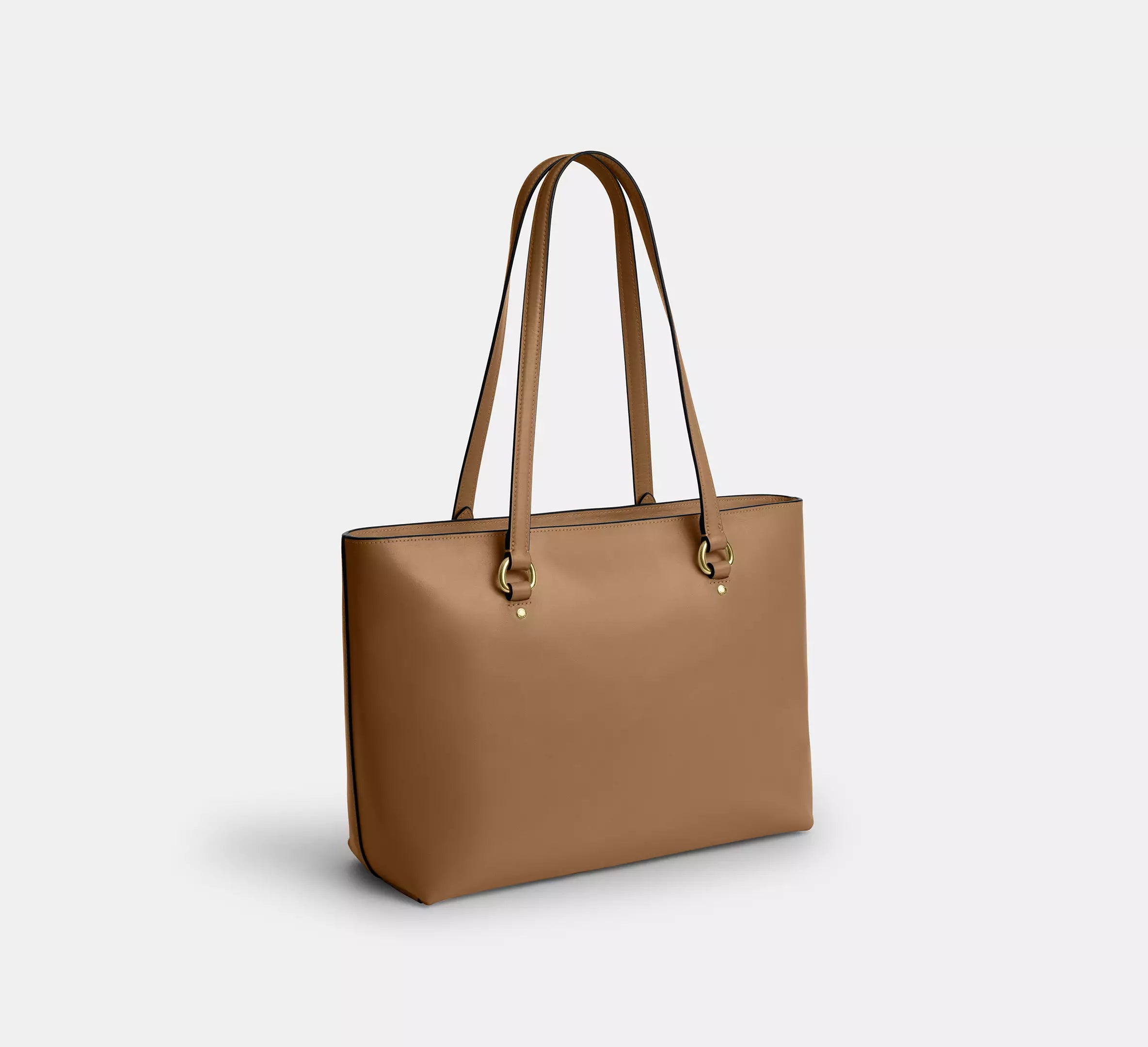 Smooth Leather Zip-Top Large Capacity Work Tote Bag